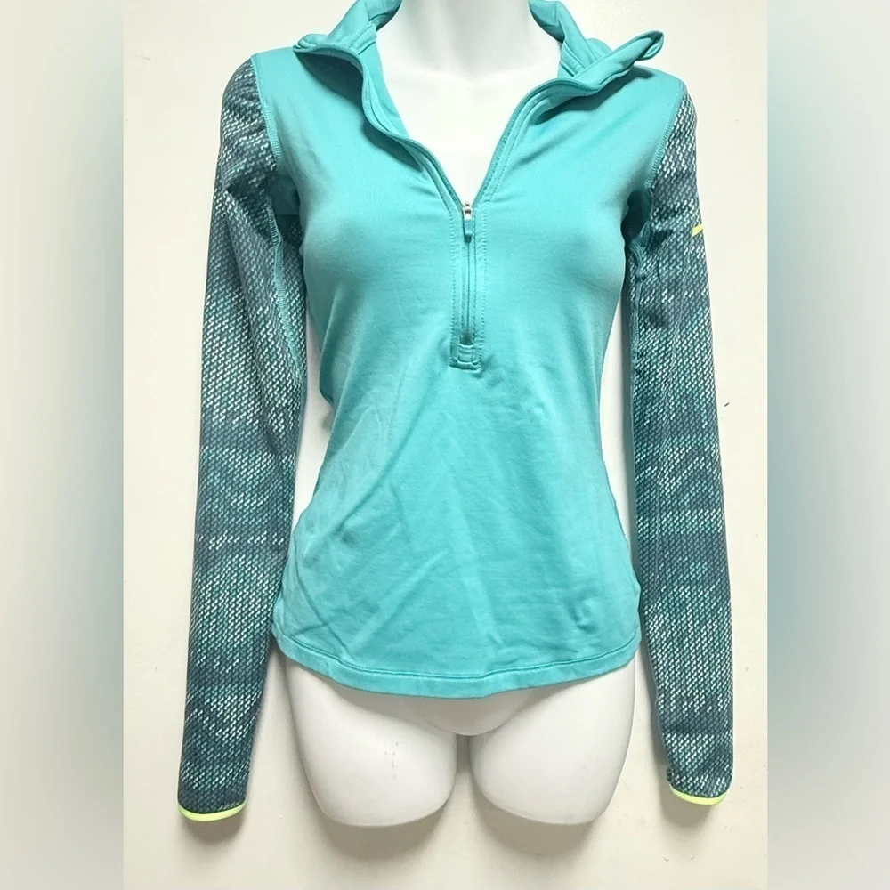 Nike Women's Aqua and Patterned Long Sleeve Top